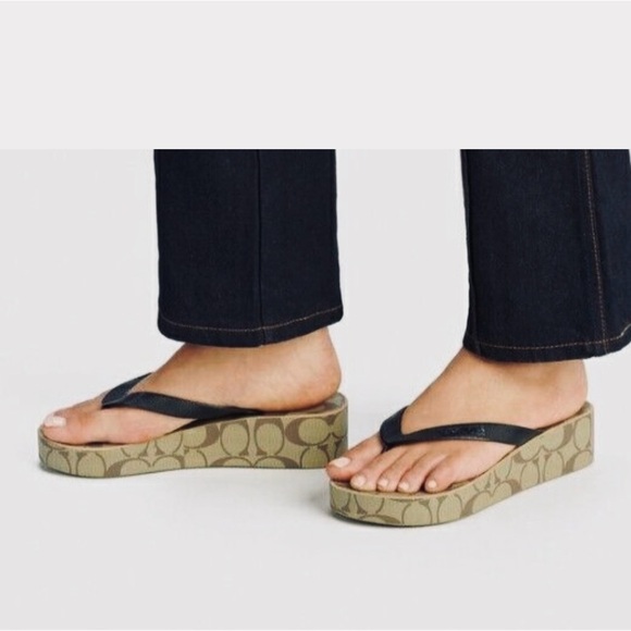 COACH Lynn Wedge Signature Flip Flop Sandal - Picture 9 of 11